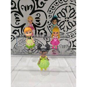 Lot of 5 Disney Princesses Mini 3.5" Doll Figures Jasmine Anna Tiana Aurora Cind